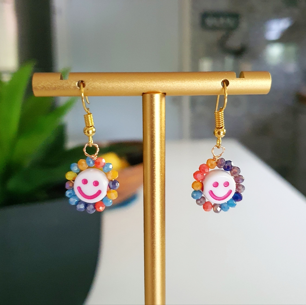 Smiley & Acrylic Crystals Earings